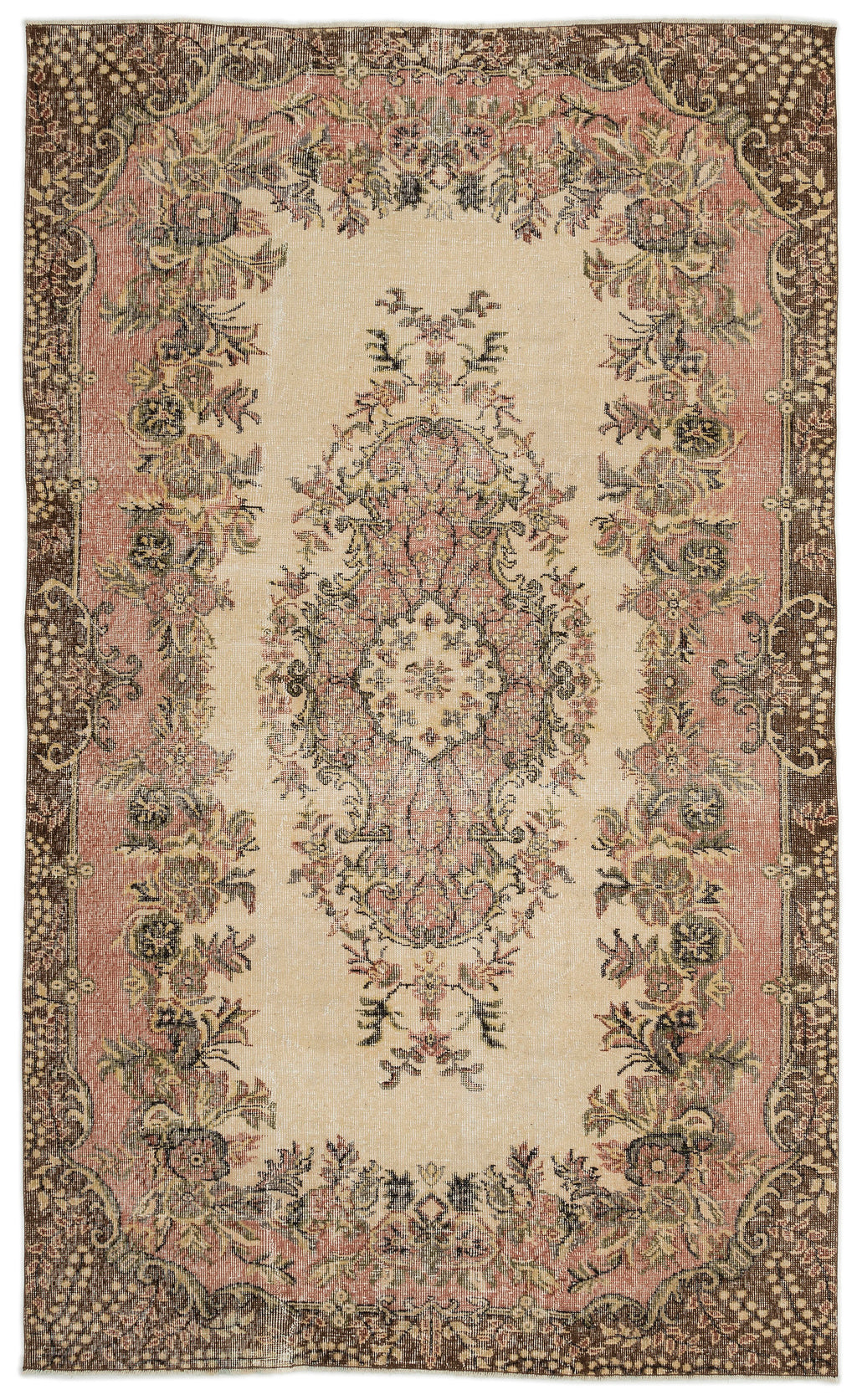 Beige Over Dyed Vintage Rug 5'9'' x 9'7'' ft 175 x 291 cm