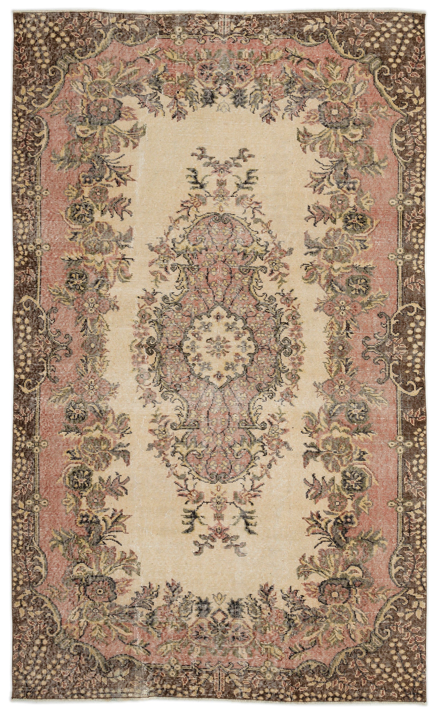Beige Over Dyed Vintage Rug 5'9'' x 9'7'' ft 175 x 291 cm