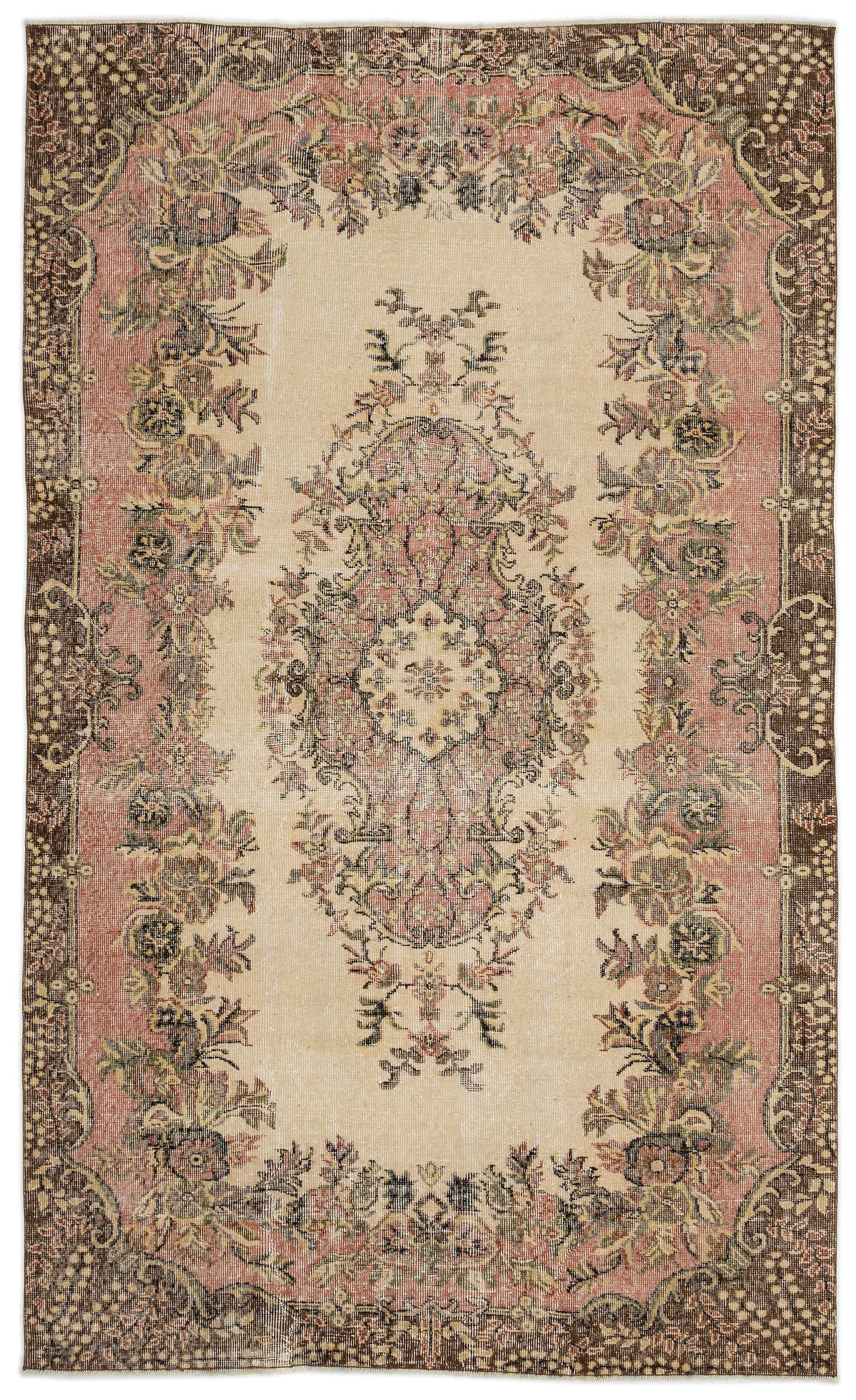 Beige Over Dyed Vintage Rug 5&#39;9&#39;&#39; x 9&#39;7&#39;&#39; ft 175 x 291 cm