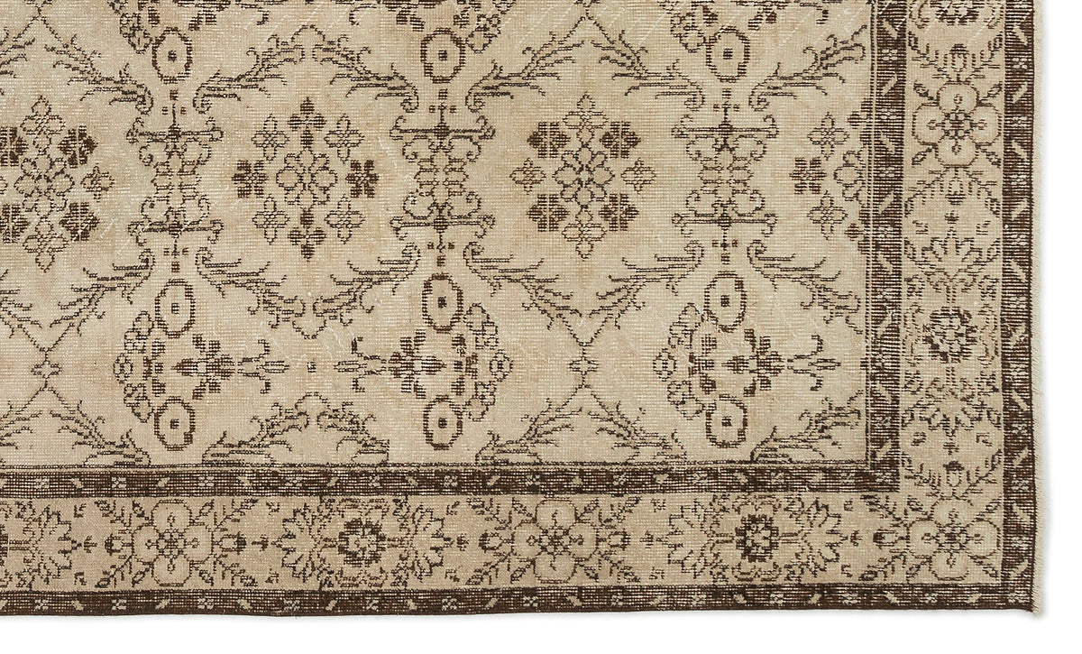 Beige Over Dyed Vintage Rug 5&#39;5&#39;&#39; x 8&#39;10&#39;&#39; ft 165 x 268 cm