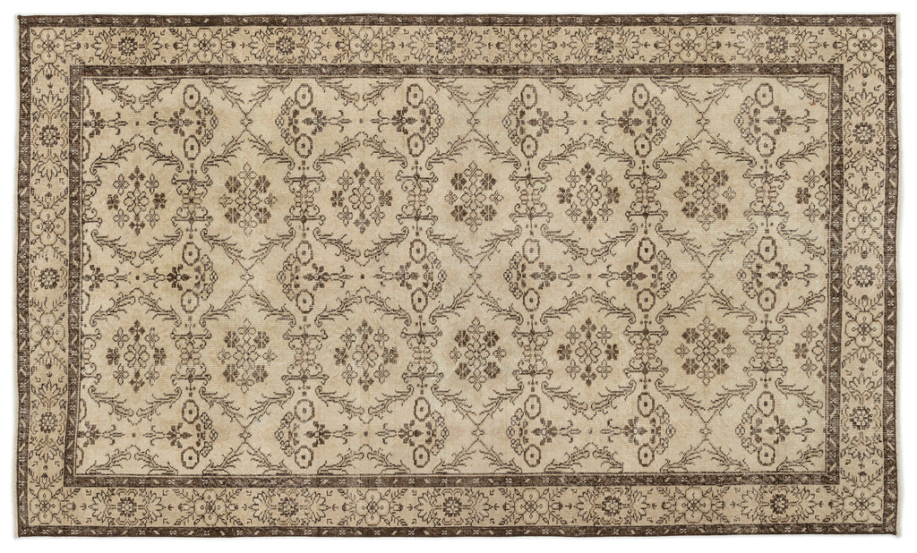 Beige Over Dyed Vintage Rug 5'5'' x 8'10'' ft 165 x 268 cm