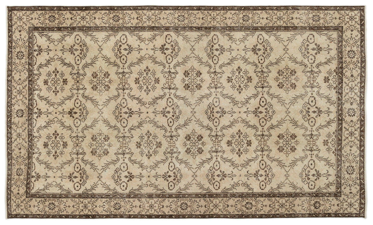 Beige Over Dyed Vintage Rug 5&#39;5&#39;&#39; x 8&#39;10&#39;&#39; ft 165 x 268 cm
