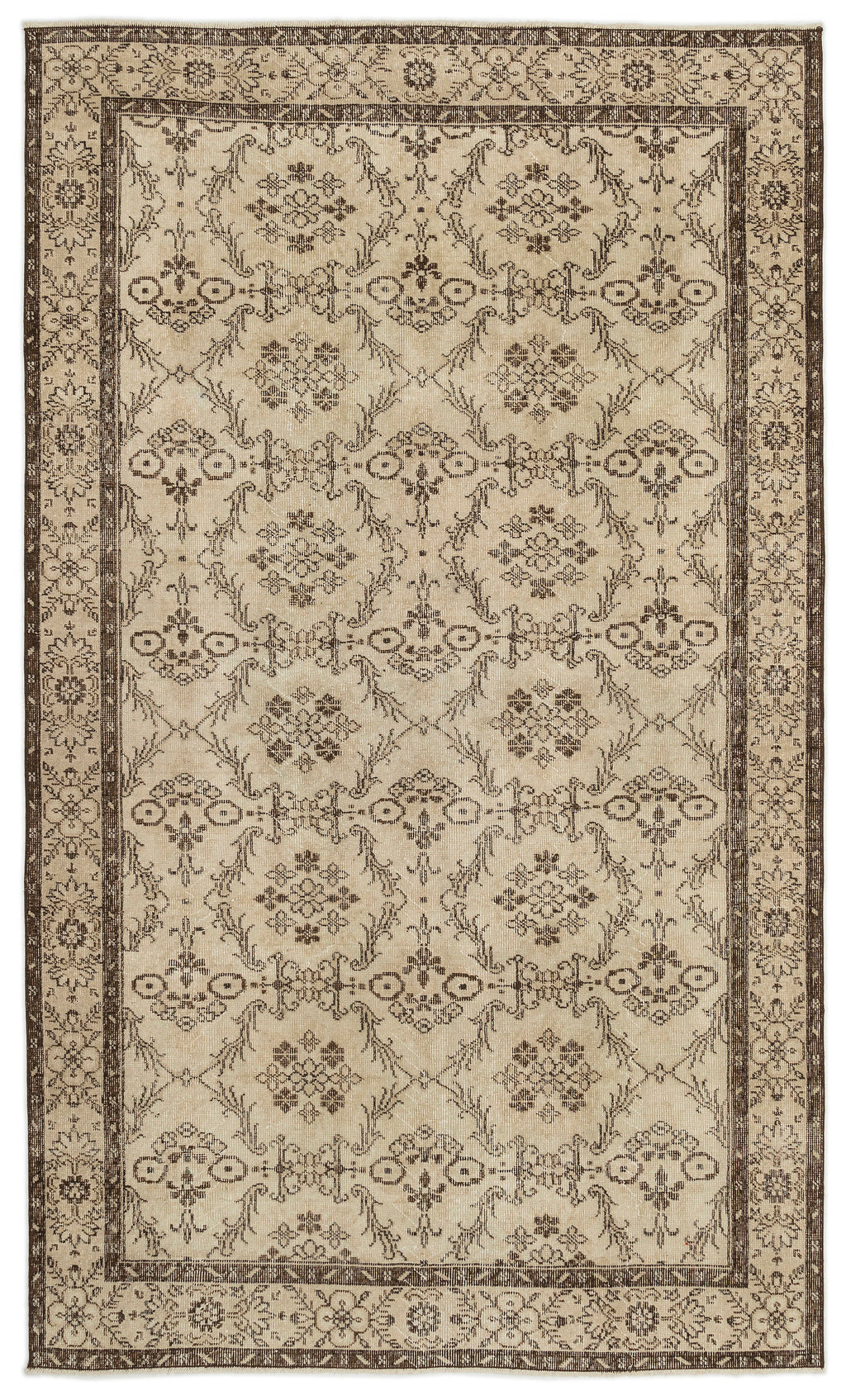 Beige Over Dyed Vintage Rug 5'5'' x 8'10'' ft 165 x 268 cm