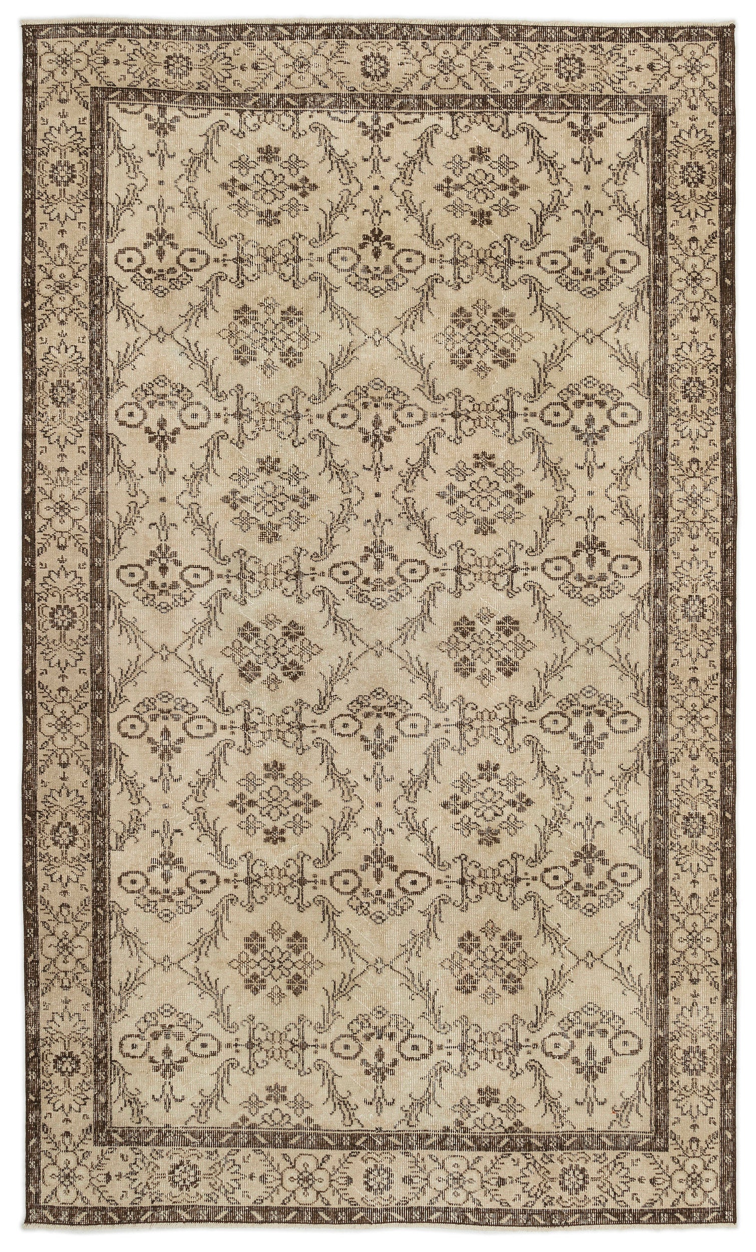 Beige Over Dyed Vintage Rug 5'5'' x 8'10'' ft 165 x 268 cm