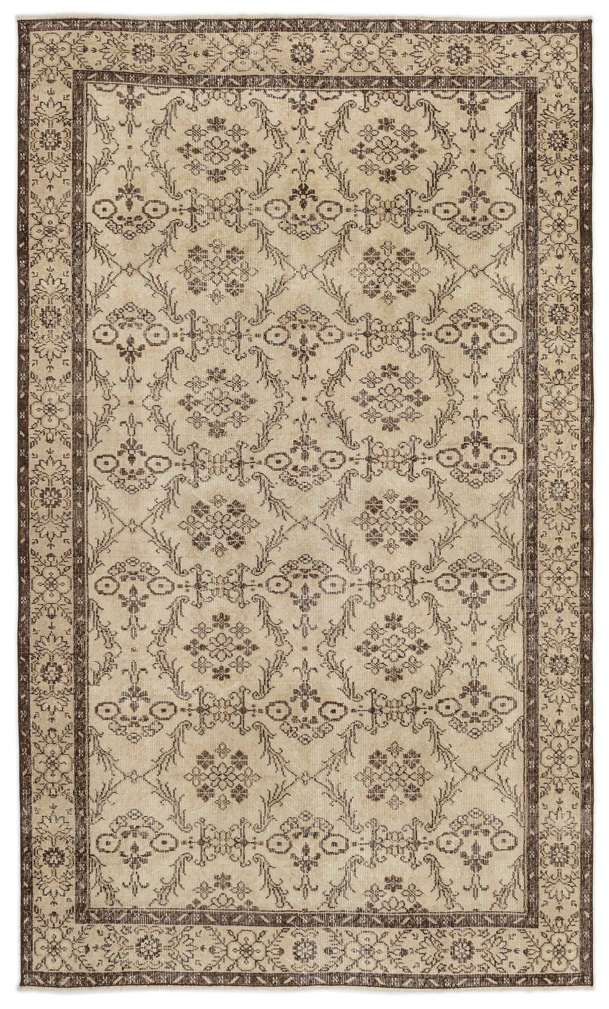 Beige Over Dyed Vintage Rug 5&#39;5&#39;&#39; x 8&#39;10&#39;&#39; ft 165 x 268 cm