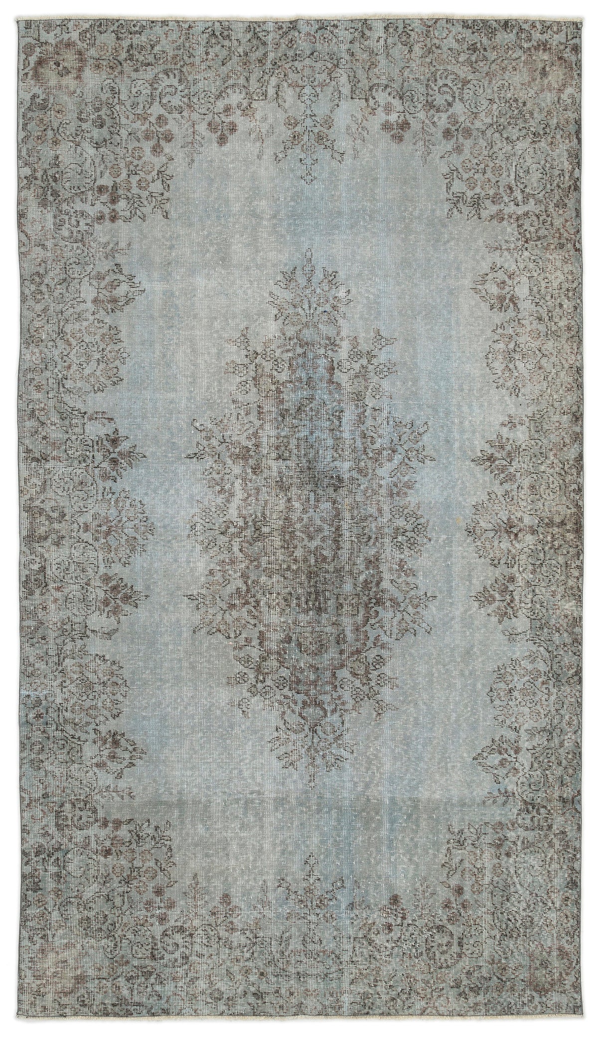 Blue Over Dyed Vintage Rug 5&#39;6&#39;&#39; x 9&#39;6&#39;&#39; ft 168 x 290 cm