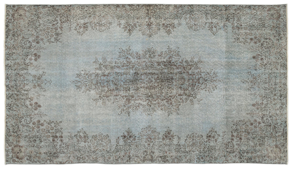 Blue Over Dyed Vintage Rug 5'6'' x 9'6'' ft 168 x 290 cm