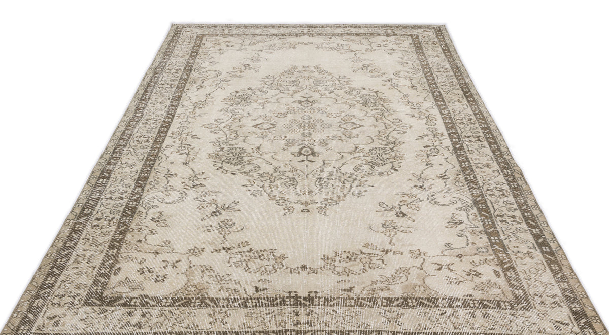 Beige Over Dyed Vintage Rug 6&#39;1&#39;&#39; x 10&#39;1&#39;&#39; ft 186 x 308 cm