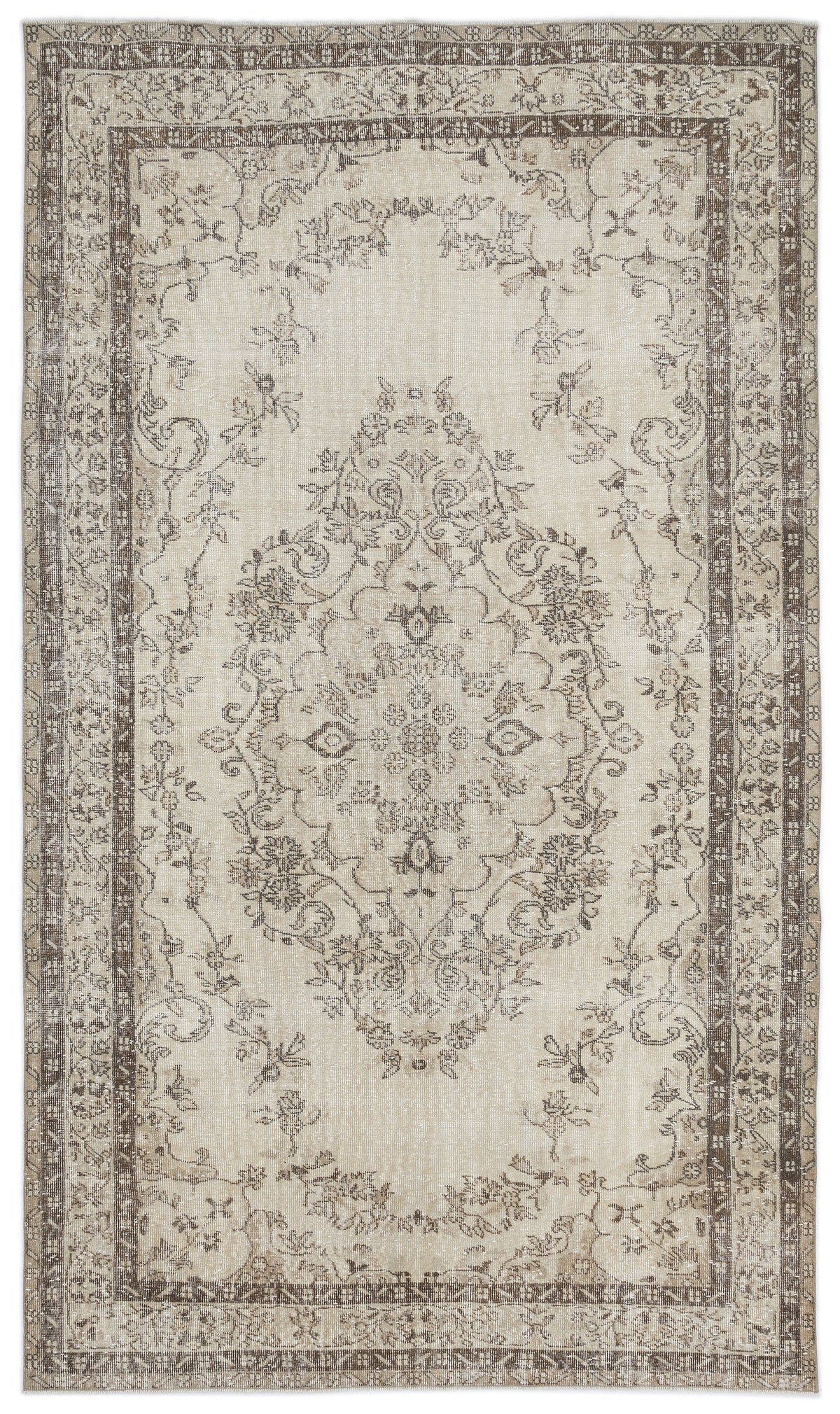 Beige Over Dyed Vintage Rug 6&#39;1&#39;&#39; x 10&#39;1&#39;&#39; ft 186 x 308 cm