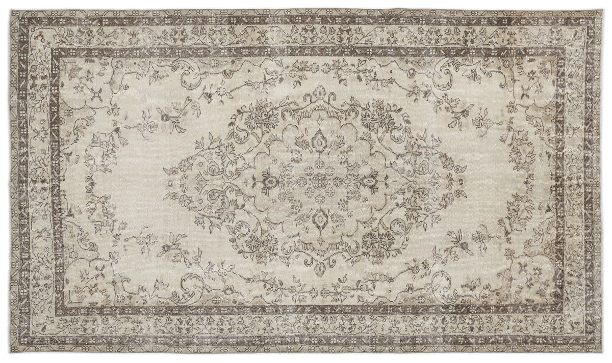 Beige Over Dyed Vintage Rug 6&#39;1&#39;&#39; x 10&#39;1&#39;&#39; ft 186 x 308 cm