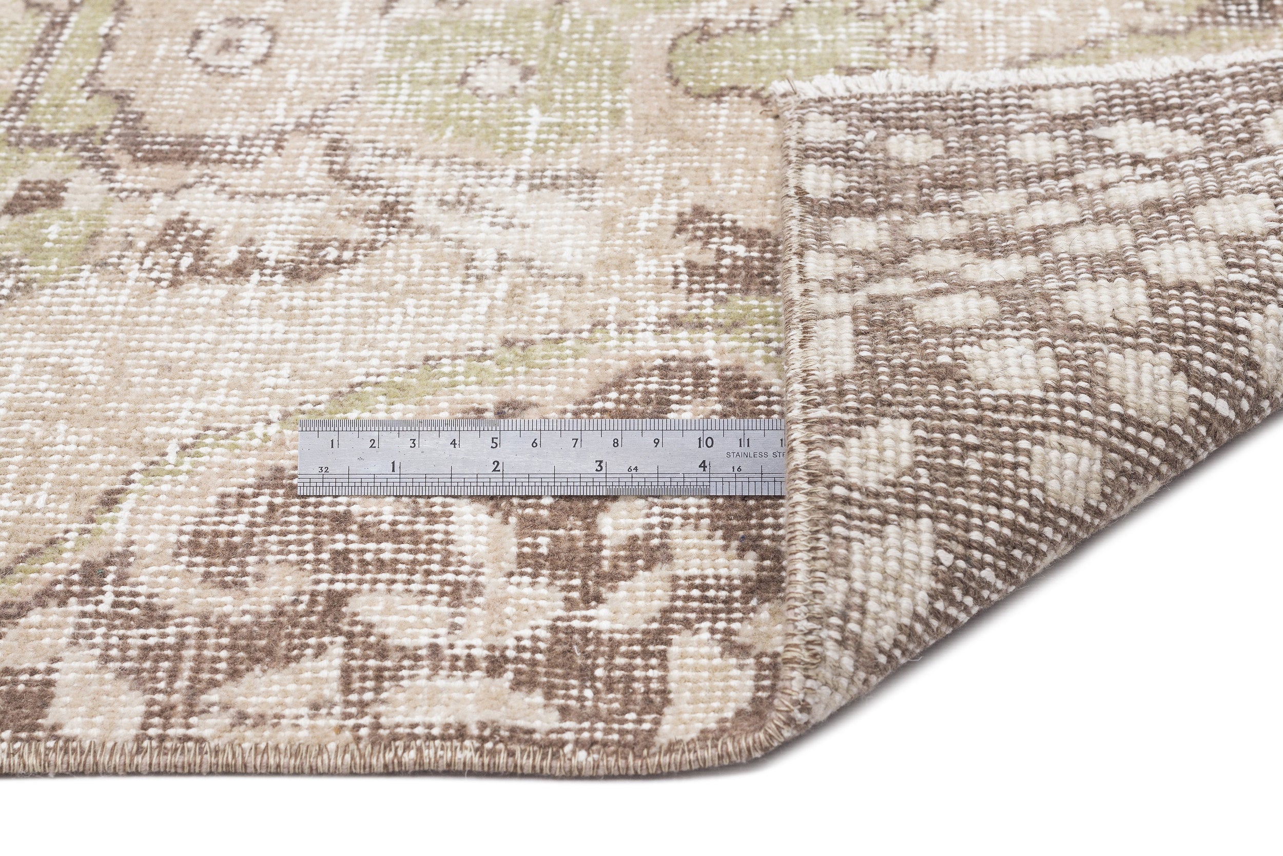 Beige Over Dyed Vintage Rug 5'7'' x 8'6'' ft 169 x 258 cm