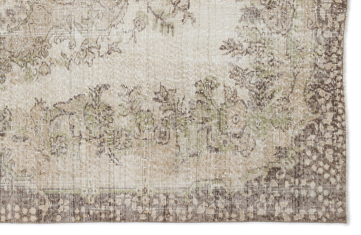 Beige Over Dyed Vintage Rug 5&#39;7&#39;&#39; x 8&#39;6&#39;&#39; ft 169 x 258 cm