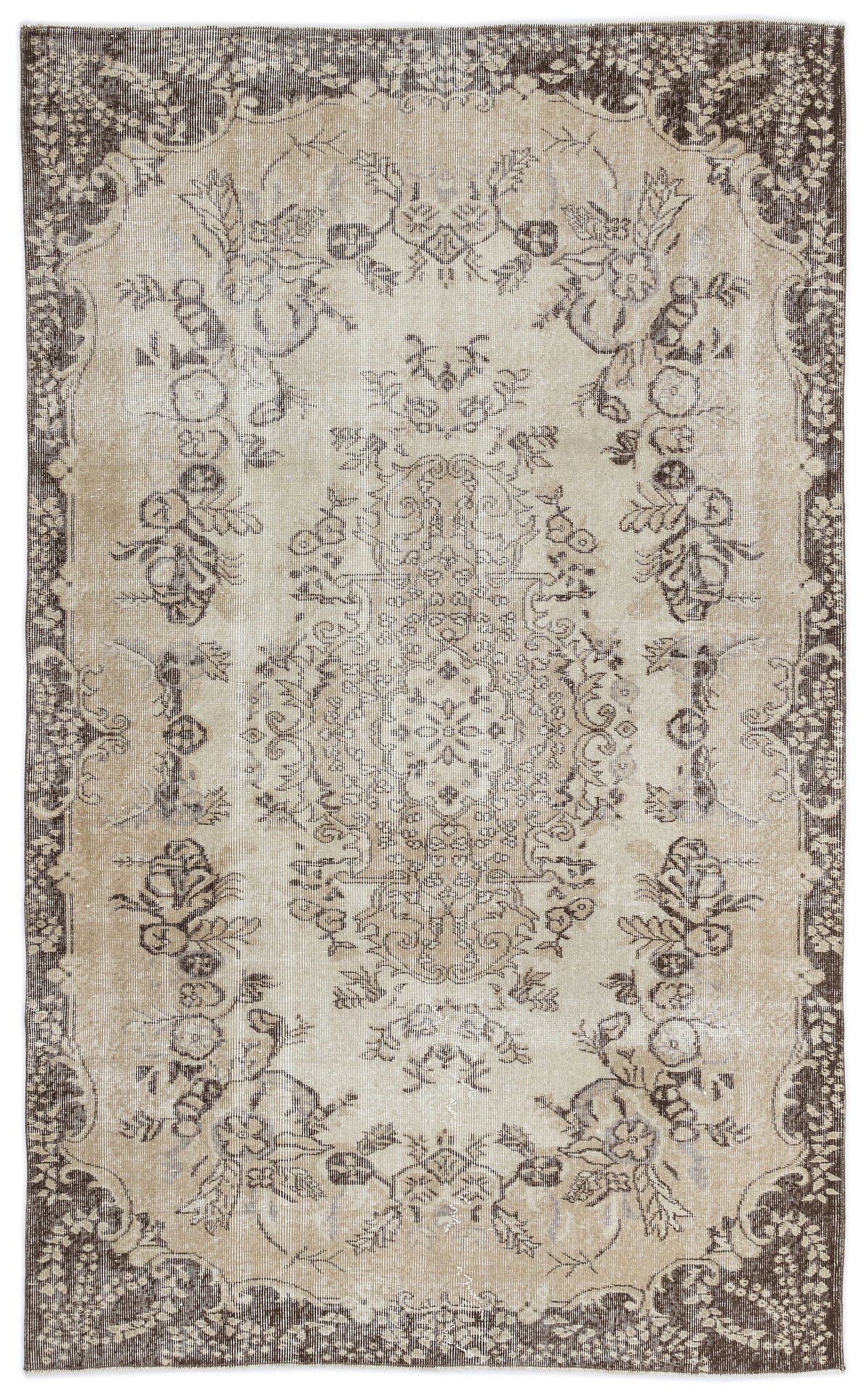 Beige Over Dyed Vintage Rug 5&#39;5&#39;&#39; x 8&#39;9&#39;&#39; ft 165 x 266 cm