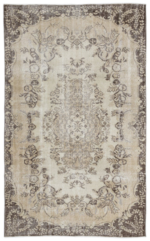 Beige Over Dyed Vintage Rug 5'5'' x 8'9'' ft 165 x 266 cm