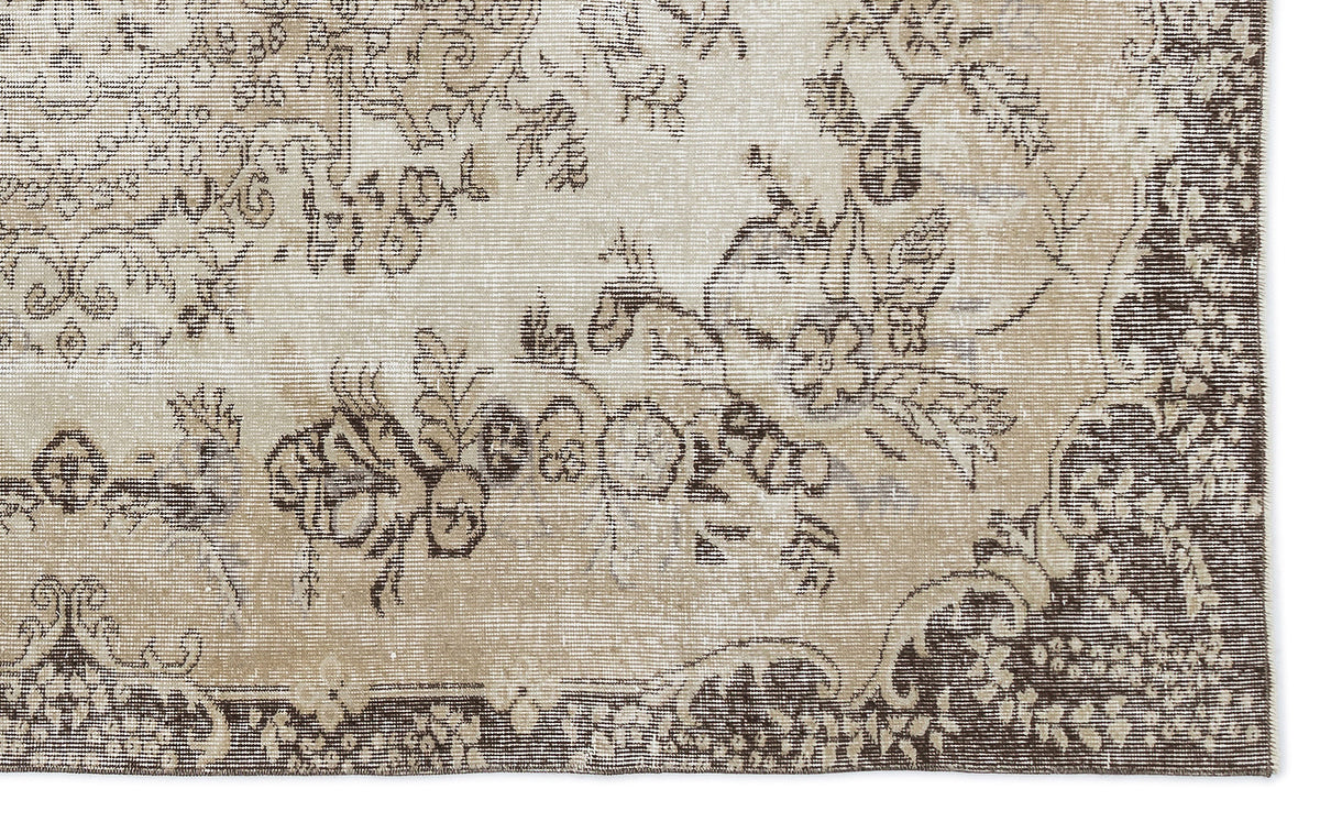 Beige Over Dyed Vintage Rug 5&#39;5&#39;&#39; x 8&#39;9&#39;&#39; ft 165 x 266 cm