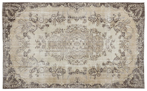 Beige Over Dyed Vintage Rug 5'5'' x 8'9'' ft 165 x 266 cm