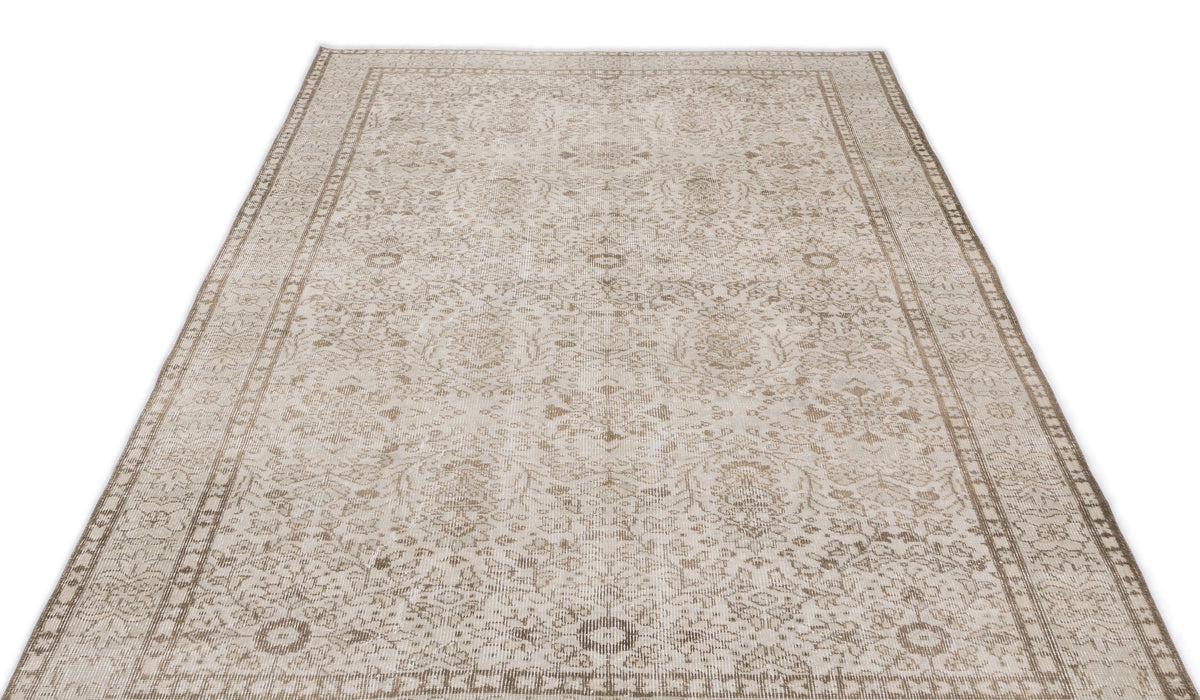 Beige Over Dyed Vintage Rug 5&#39;6&#39;&#39; x 9&#39;4&#39;&#39; ft 168 x 284 cm