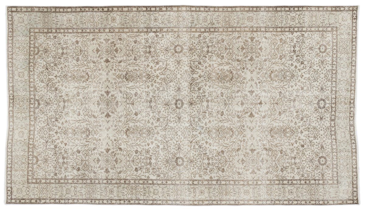 Beige Over Dyed Vintage Rug 5&#39;6&#39;&#39; x 9&#39;4&#39;&#39; ft 168 x 284 cm