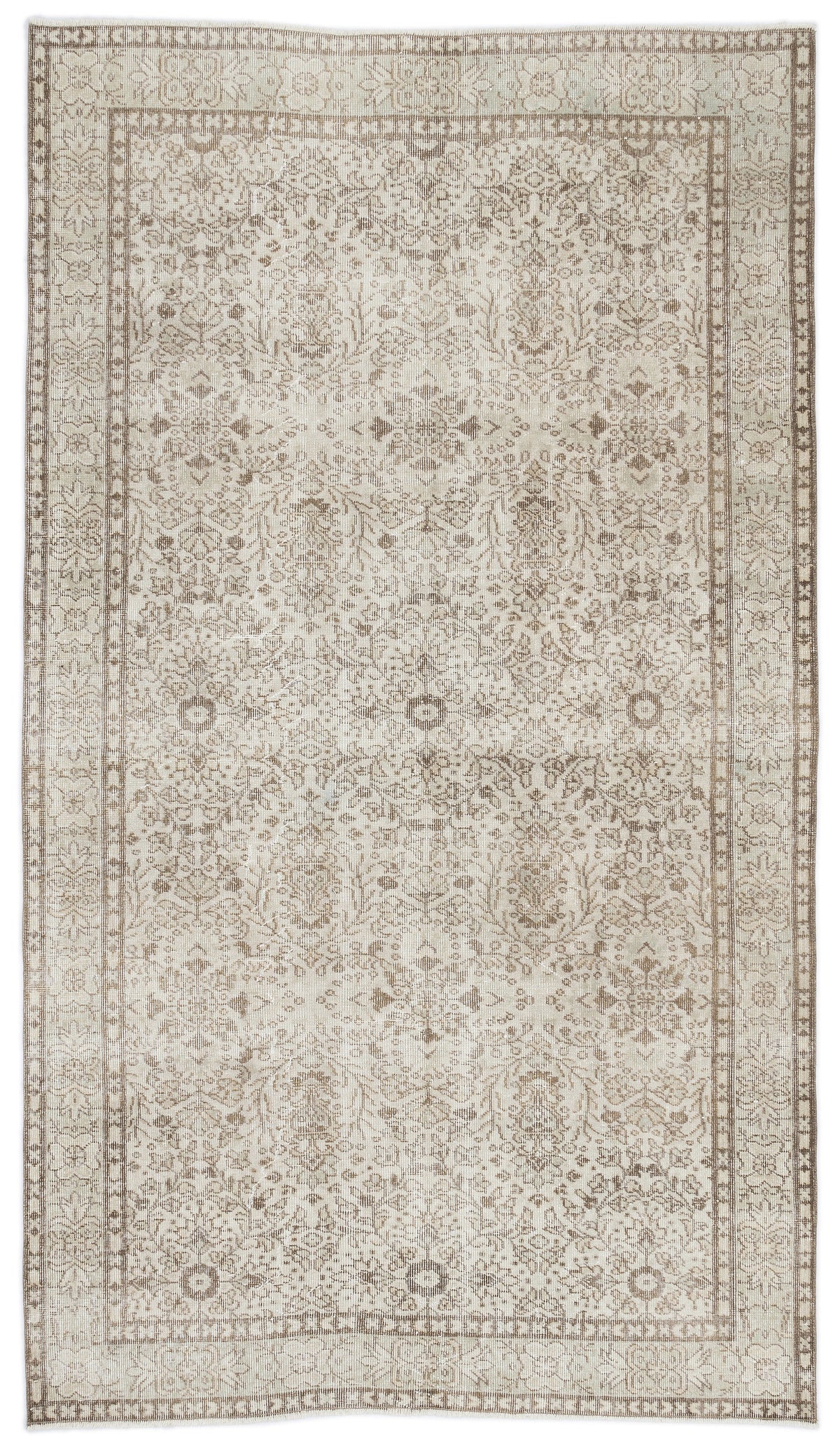 Beige Over Dyed Vintage Rug 5&#39;6&#39;&#39; x 9&#39;4&#39;&#39; ft 168 x 284 cm