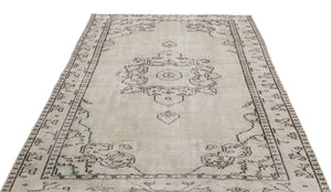 Beige Over Dyed Vintage Rug 5'5'' x 8'6'' ft 164 x 258 cm