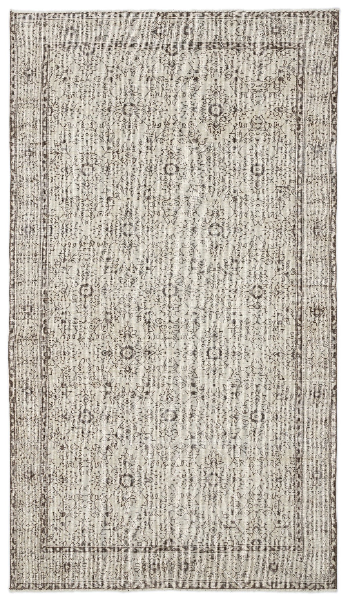 Beige Over Dyed Vintage Rug 5&#39;11&#39;&#39; x 10&#39;3&#39;&#39; ft 181 x 313 cm