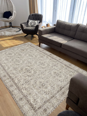 Beige Over Dyed Rug  I Retro Design Rug | Turkish Rug | Hand Weaving Rug  | Living Room Rug | Wool Rug | Vintage Rug | Tumbled Rug  | Naturel Rug | Boho Rug I   5'11'' x 10'3'' ft 181 x 313 cm