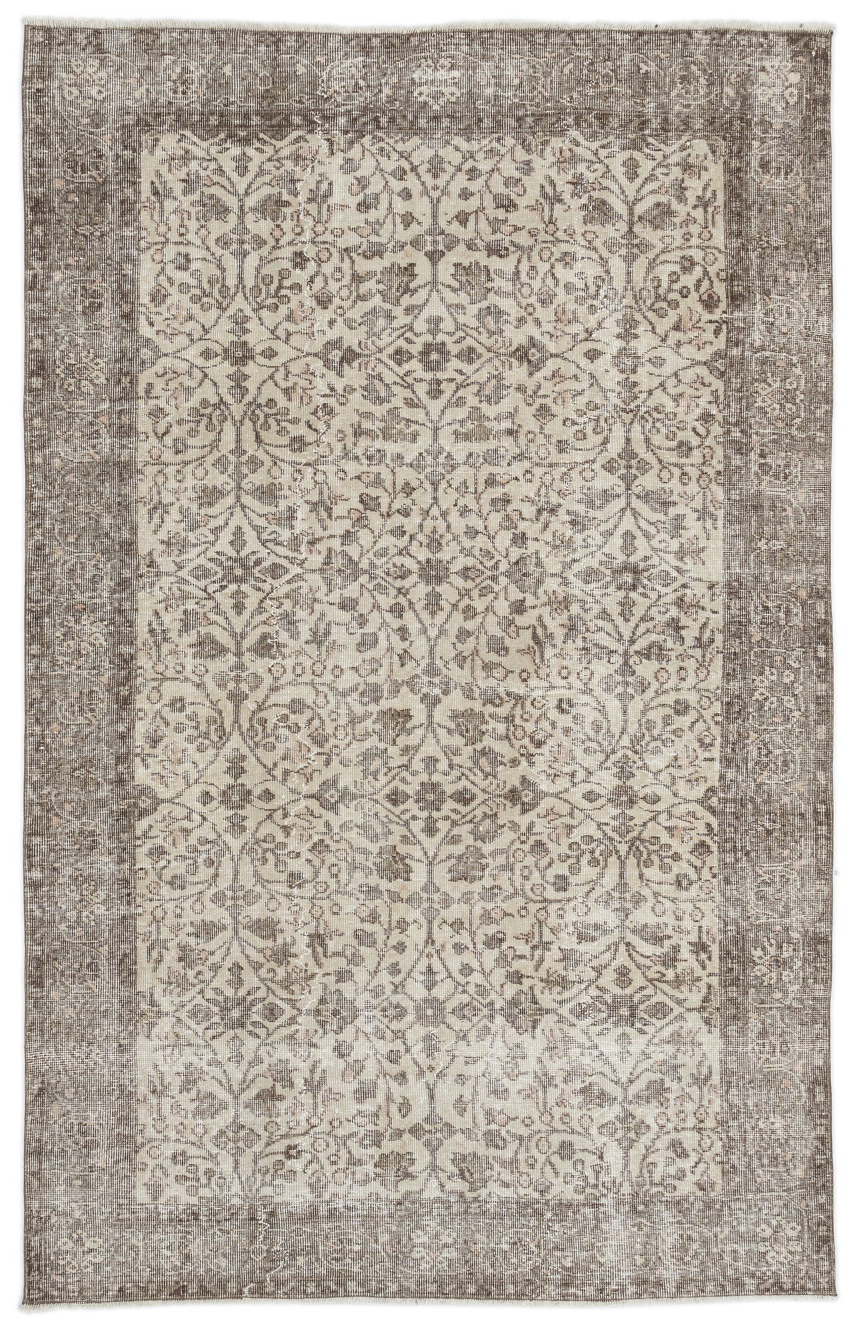 Beige Over Dyed Vintage Rug 5&#39;11&#39;&#39; x 9&#39;2&#39;&#39; ft 180 x 280 cm