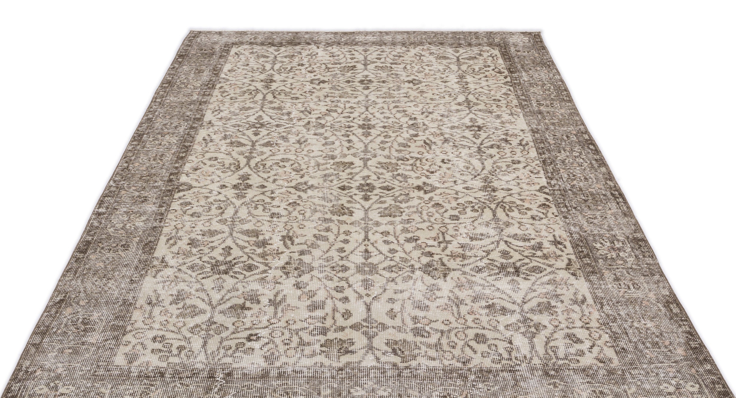 Beige Over Dyed Vintage Rug 5'11'' x 9'2'' ft 180 x 280 cm