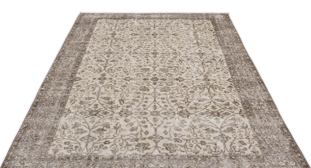 Beige Over Dyed Vintage Rug 5&#39;11&#39;&#39; x 9&#39;2&#39;&#39; ft 180 x 280 cm