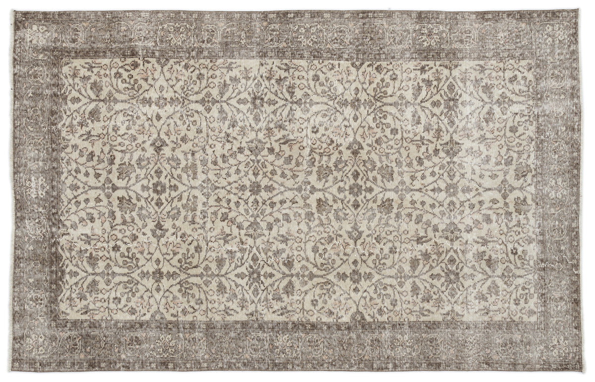 Beige Over Dyed Vintage Rug 5&#39;11&#39;&#39; x 9&#39;2&#39;&#39; ft 180 x 280 cm