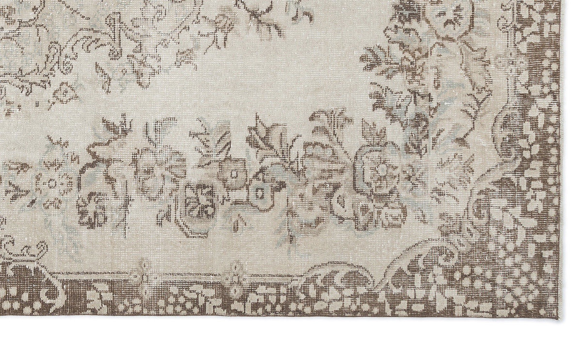 Beige Over Dyed Vintage Rug 5&#39;4&#39;&#39; x 9&#39;4&#39;&#39; ft 162 x 284 cm