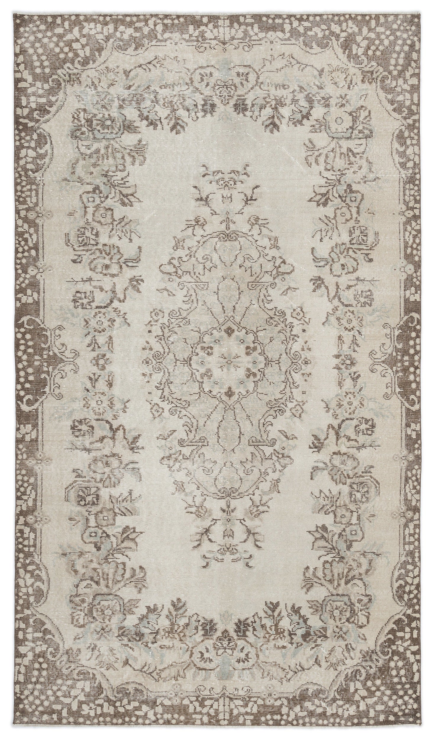 Beige Over Dyed Vintage Rug 5'4'' x 9'4'' ft 162 x 284 cm