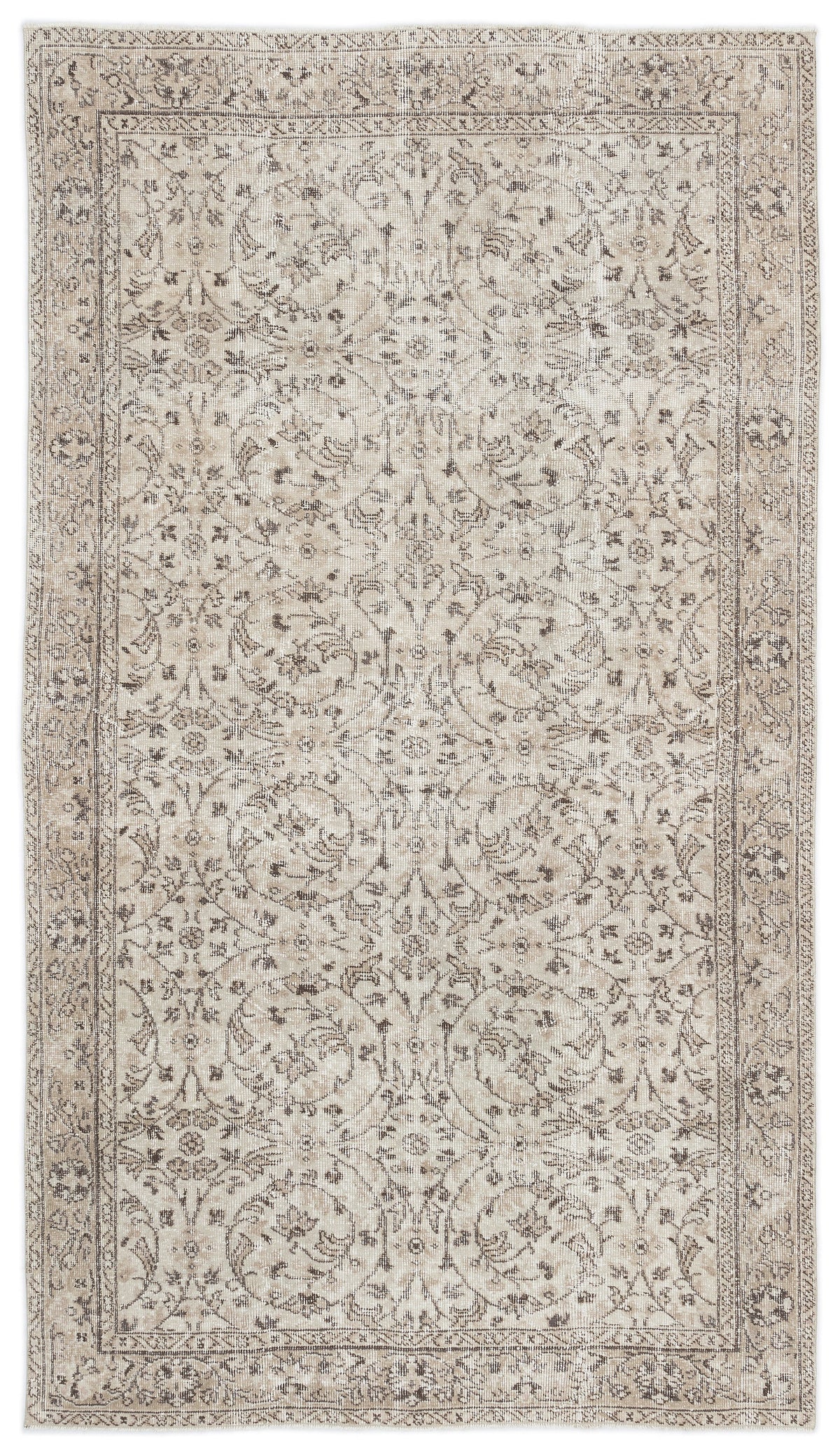 Beige Over Dyed Vintage Rug 4&#39;11&#39;&#39; x 8&#39;7&#39;&#39; ft 150 x 261 cm
