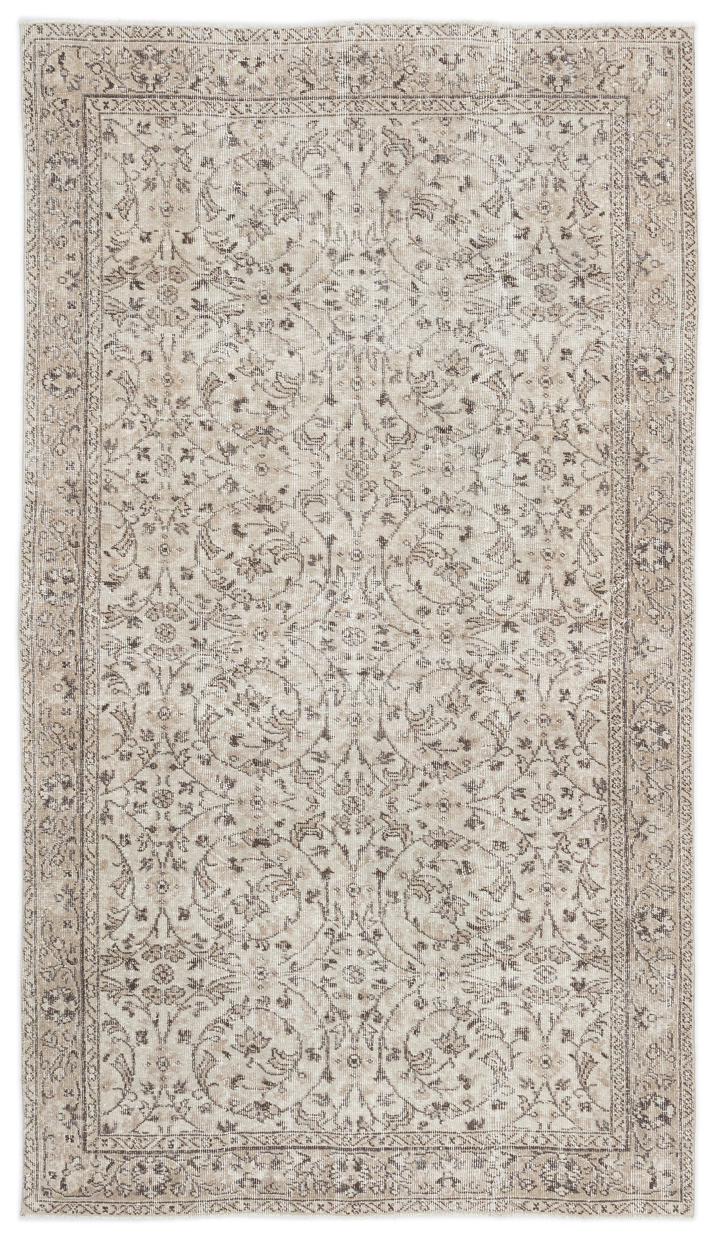 Beige Over Dyed Vintage Rug 4'11'' x 8'7'' ft 150 x 261 cm