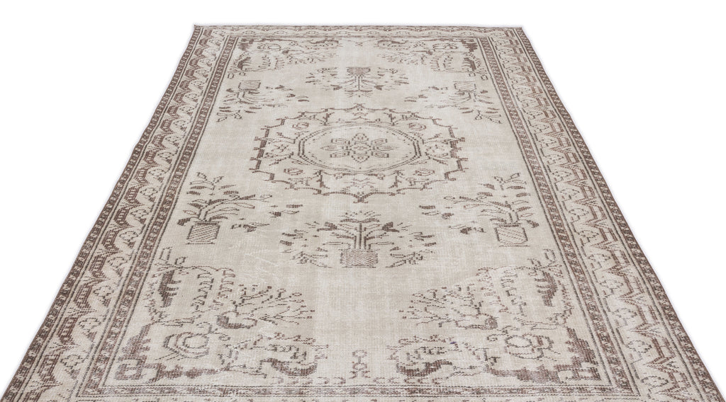 Beige Over Dyed Vintage Rug 5'11'' x 9'9'' ft 180 x 297 cm