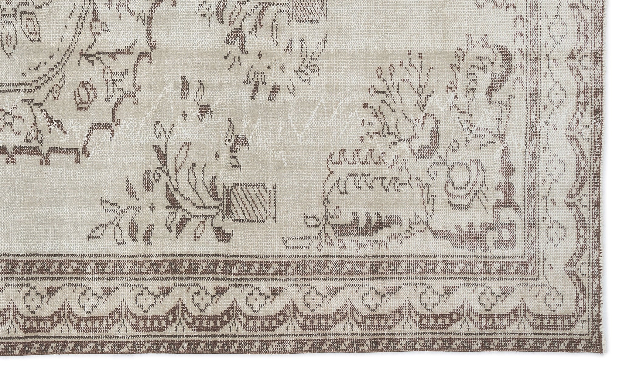 Beige Over Dyed Vintage Rug 5'11'' x 9'9'' ft 180 x 297 cm