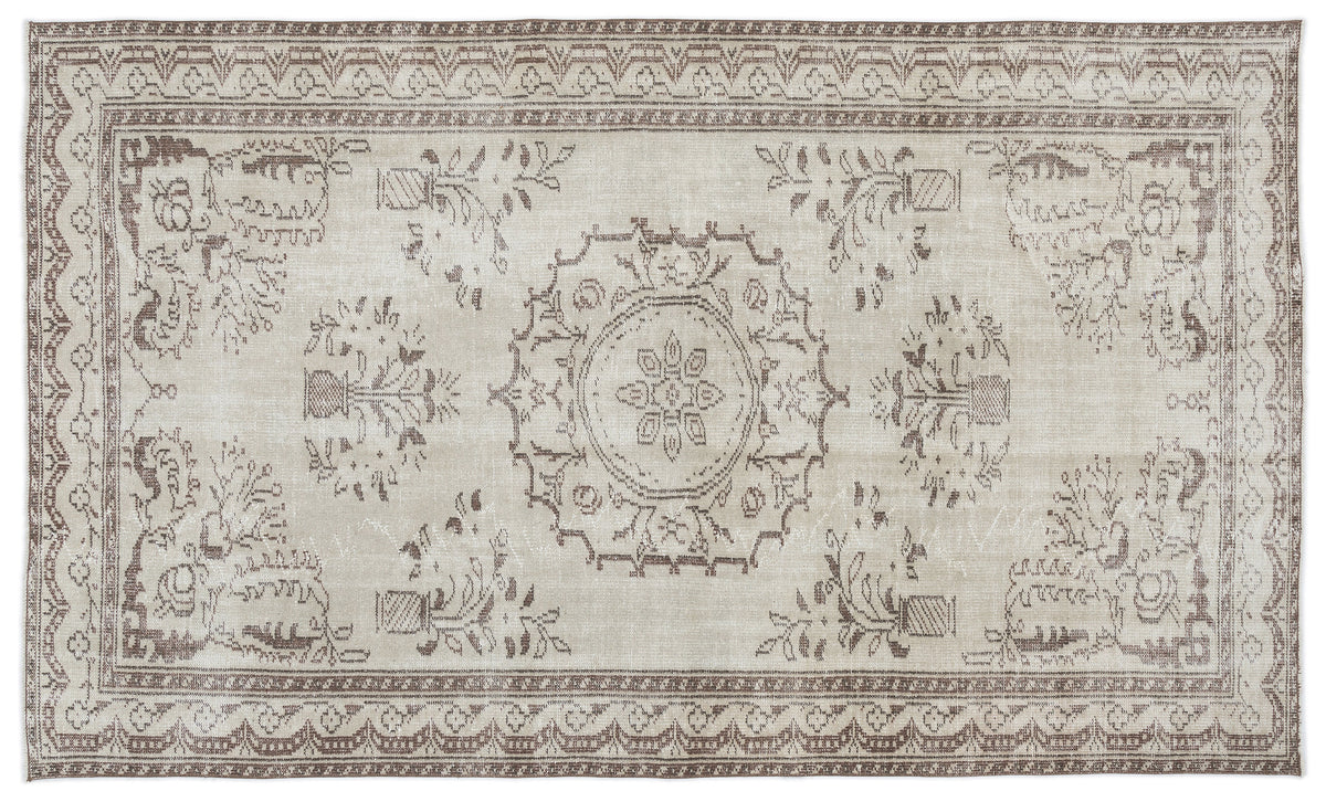 Beige Over Dyed Vintage Rug 5&#39;11&#39;&#39; x 9&#39;9&#39;&#39; ft 180 x 297 cm