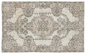 Beige Over Dyed Vintage Rug 5'5'' x 8'7'' ft 165 x 262 cm