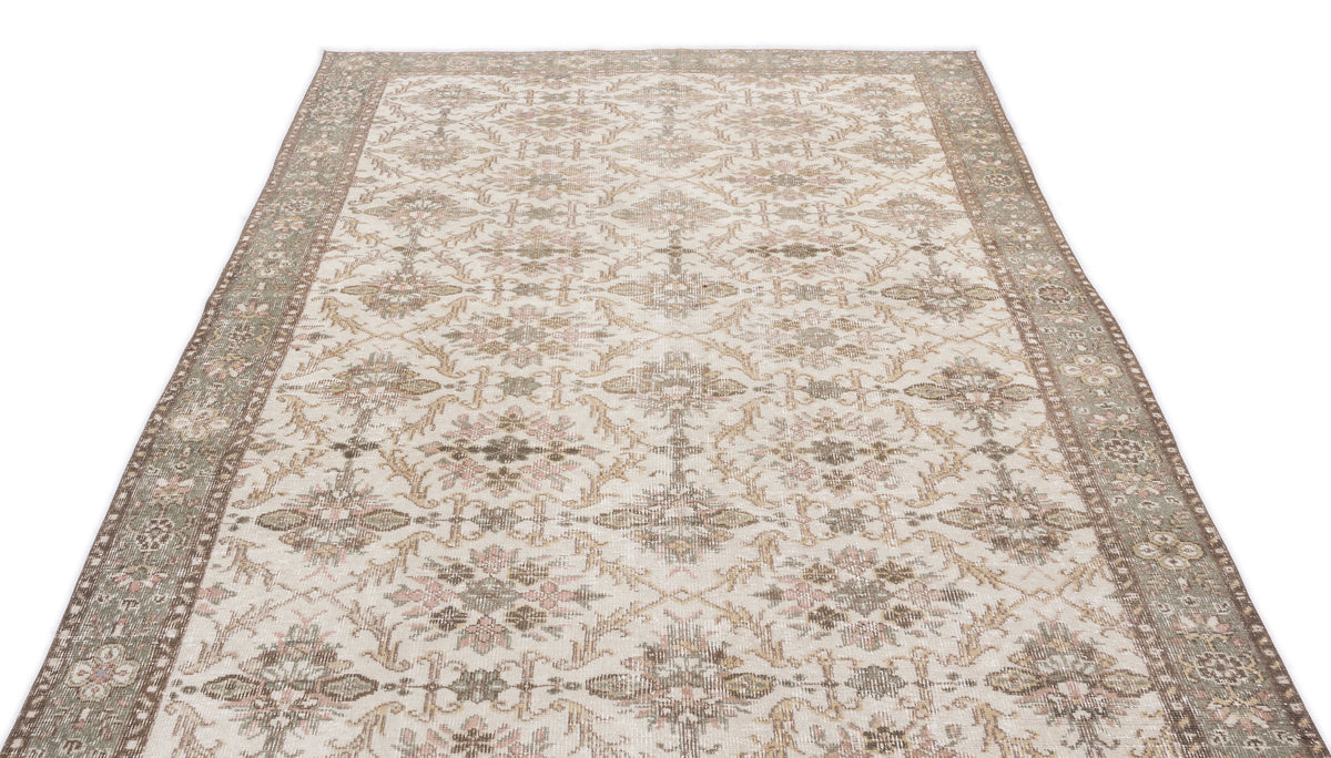 Beige Over Dyed Vintage Rug 6&#39;1&#39;&#39; x 10&#39;0&#39;&#39; ft 185 x 305 cm
