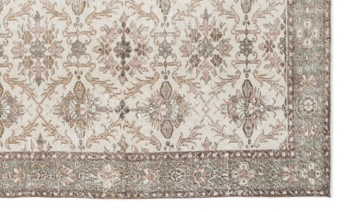 Beige Over Dyed Vintage Rug 6&#39;1&#39;&#39; x 10&#39;0&#39;&#39; ft 185 x 305 cm