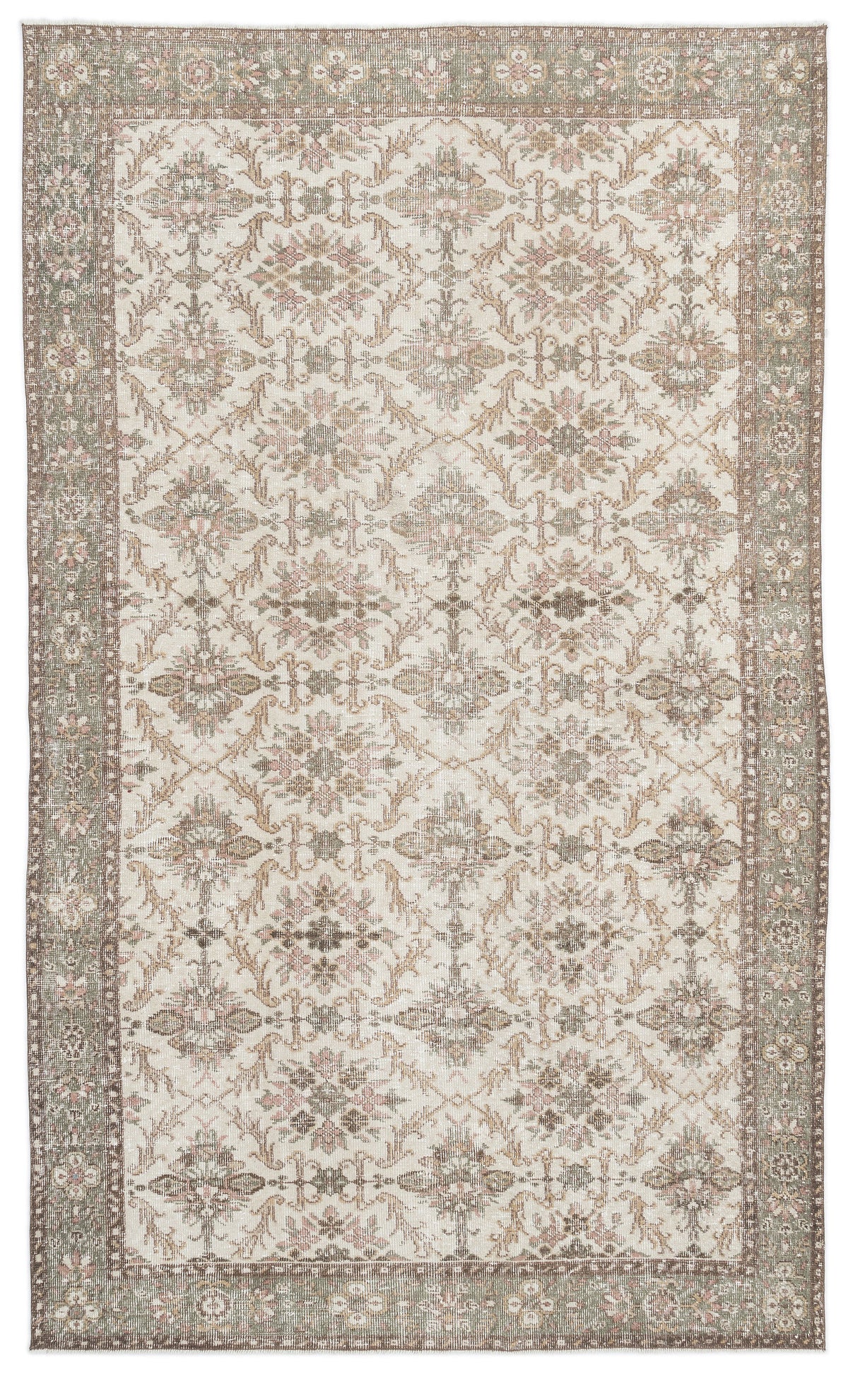 Beige Over Dyed Vintage Rug 6&#39;1&#39;&#39; x 10&#39;0&#39;&#39; ft 185 x 305 cm