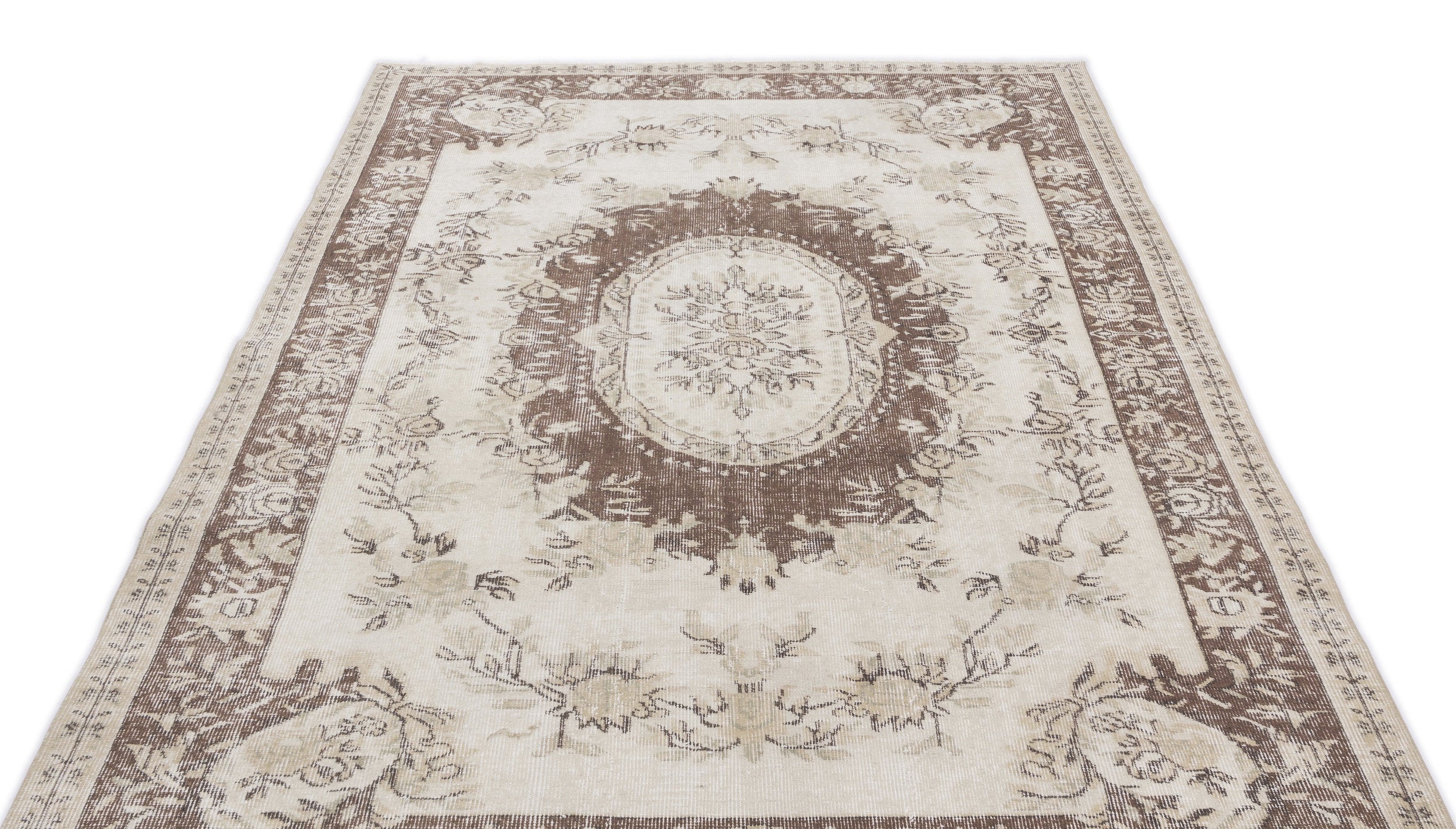 Beige Over Dyed Vintage Rug 5'6'' x 8'11'' ft 167 x 273 cm