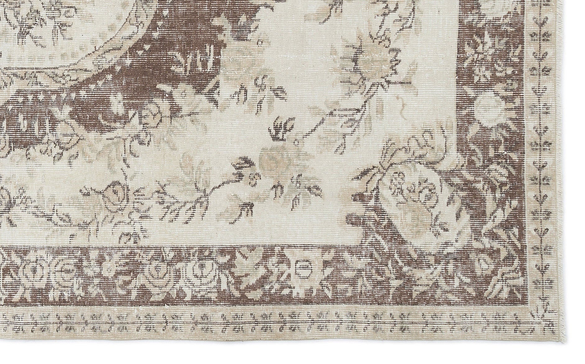 Beige Over Dyed Vintage Rug 5'6'' x 8'11'' ft 167 x 273 cm