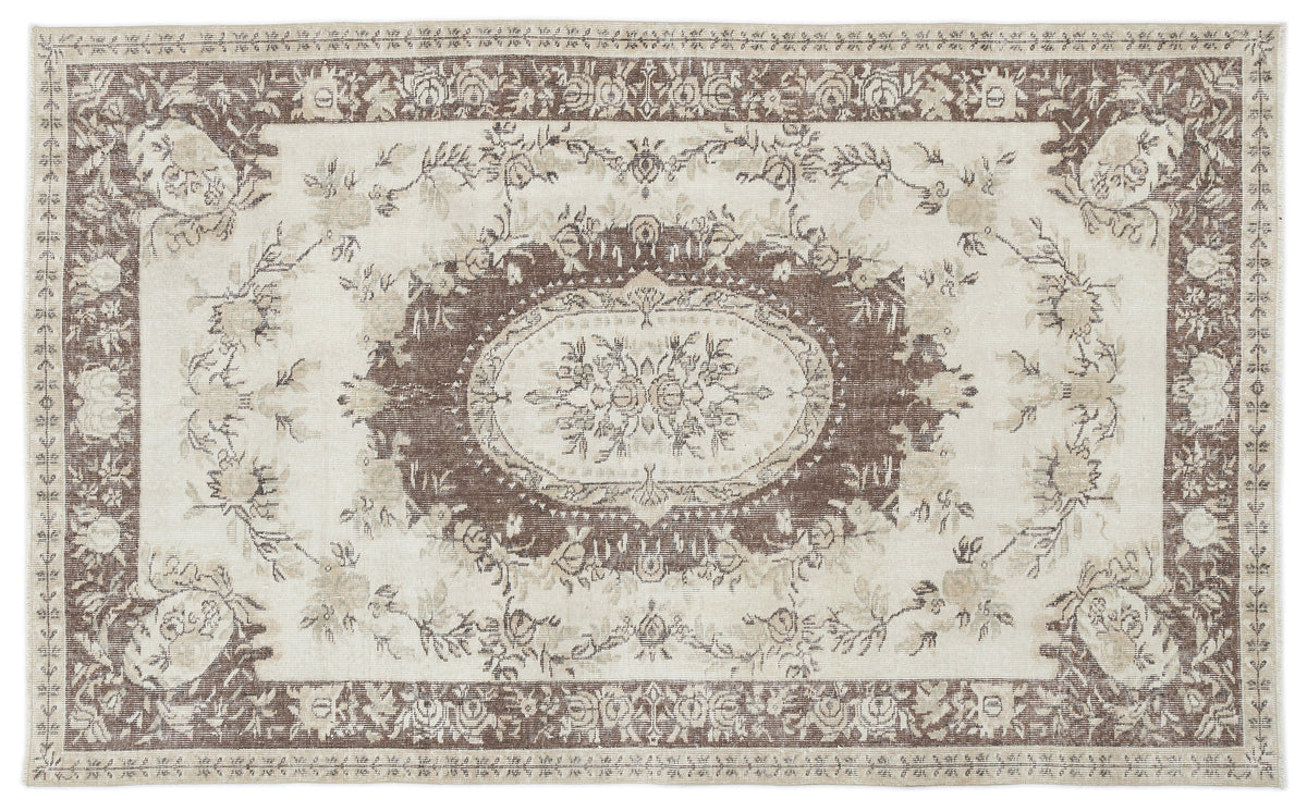 Beige Over Dyed Vintage Rug 5&#39;6&#39;&#39; x 8&#39;11&#39;&#39; ft 167 x 273 cm