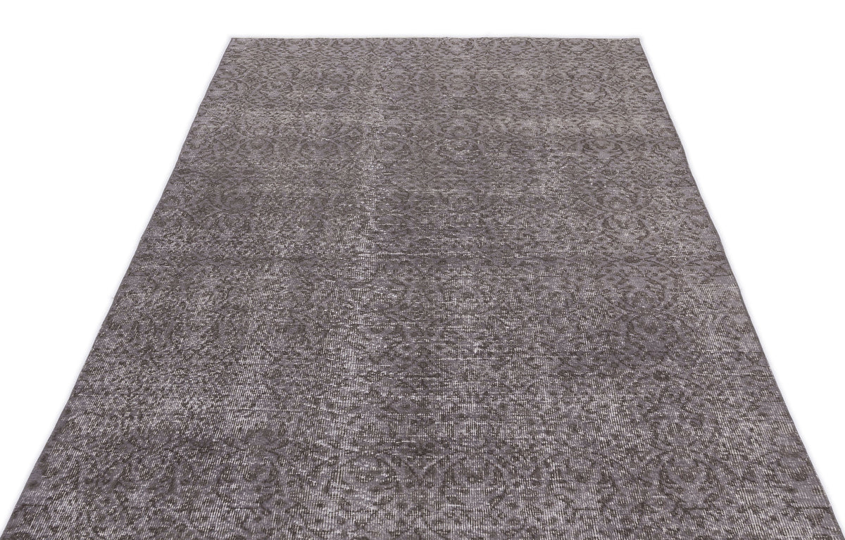Gray Over Dyed Vintage Rug 4&#39;10&#39;&#39; x 8&#39;6&#39;&#39; ft 147 x 258 cm