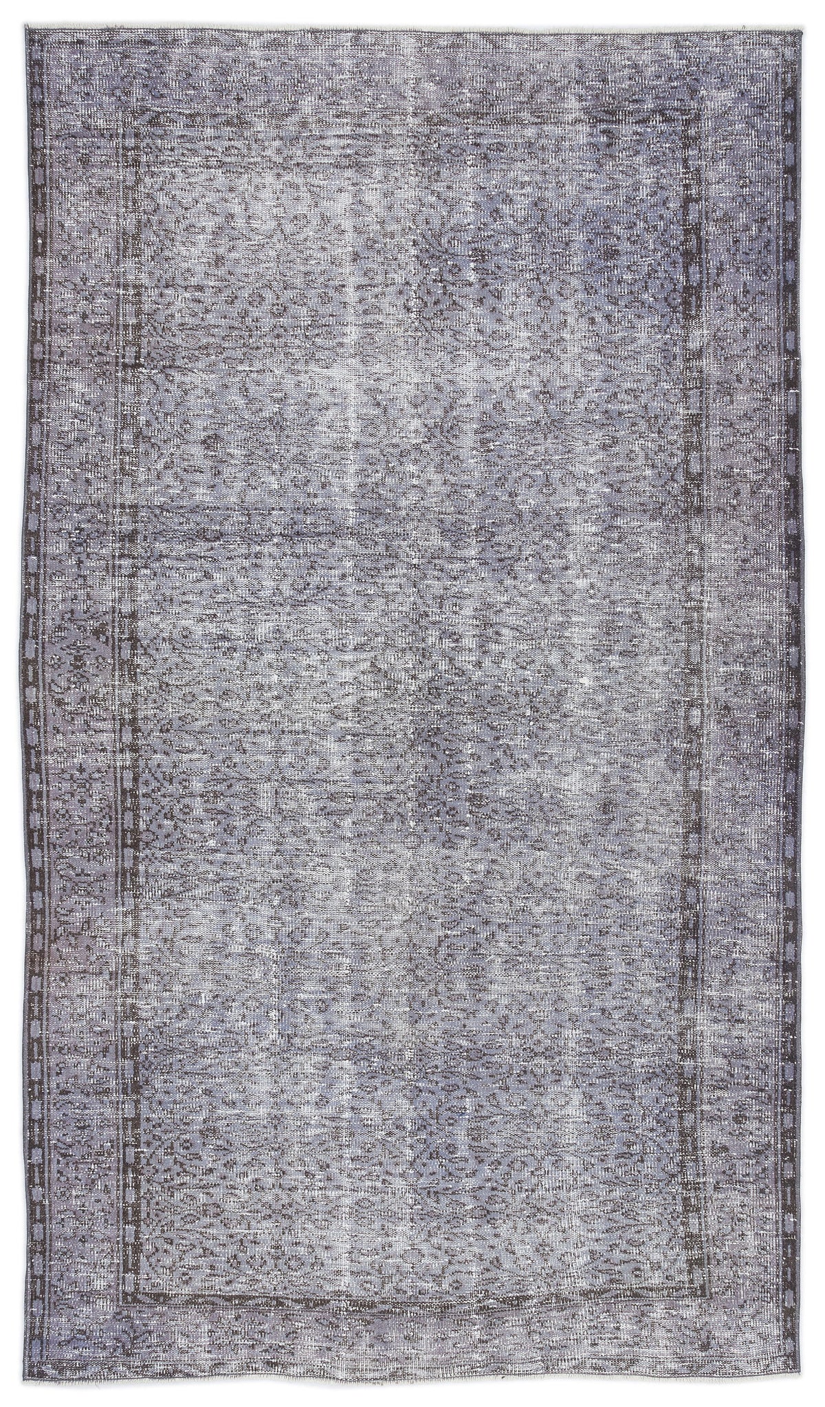 Gray Over Dyed Vintage Rug 5&#39;1&#39;&#39; x 8&#39;12&#39;&#39; ft 156 x 274 cm