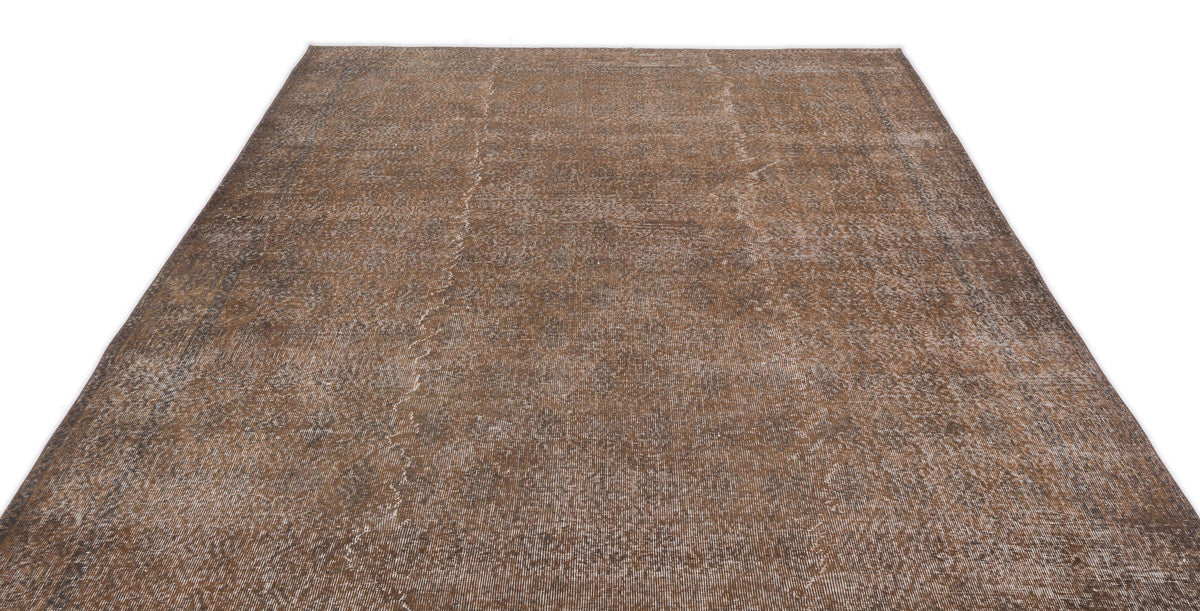 Brown Over Dyed Vintage Rug 7'1'' x 10'5'' ft 216 x 317 cm