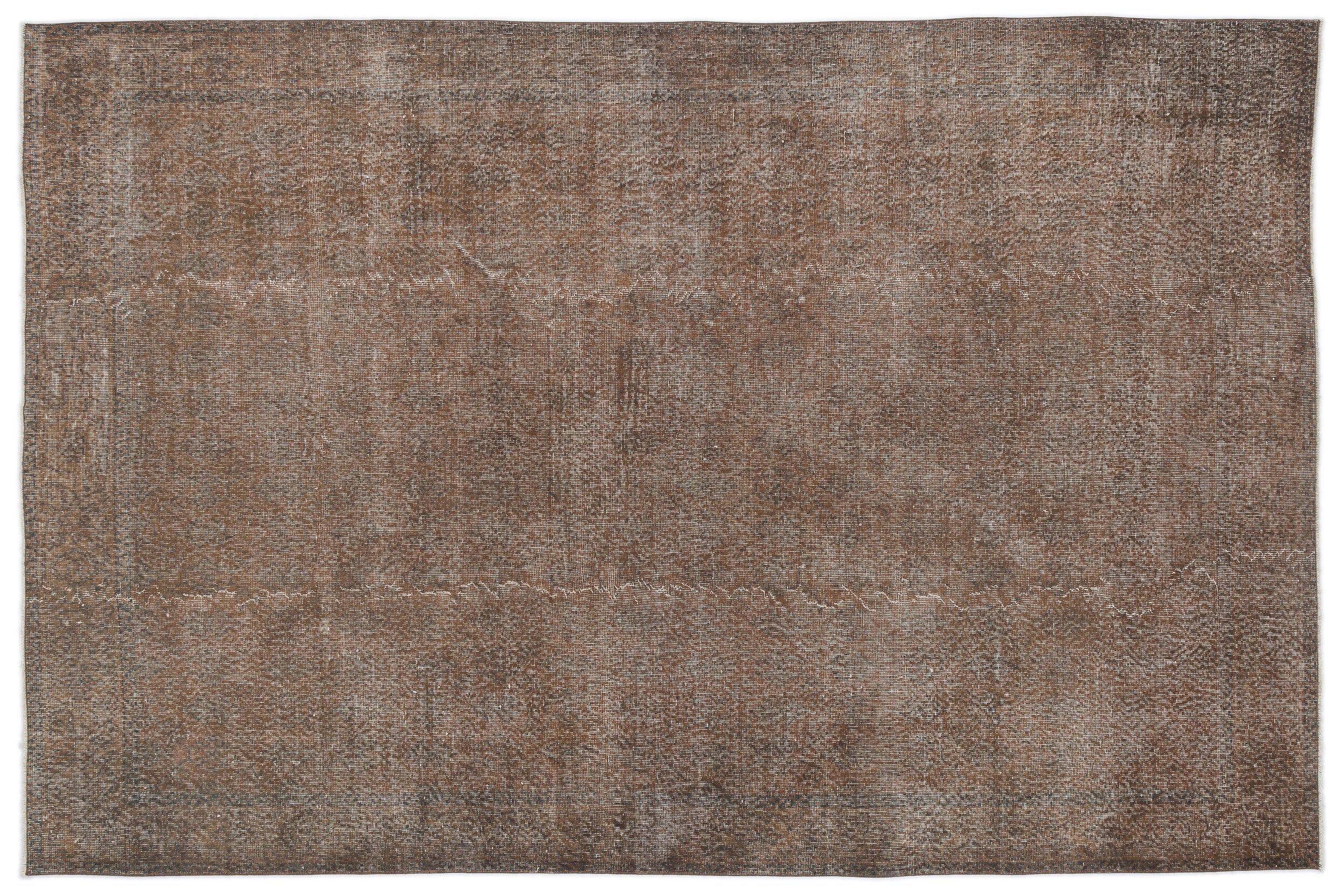 Brown Over Dyed Vintage Rug 7'1'' x 10'5'' ft 216 x 317 cm