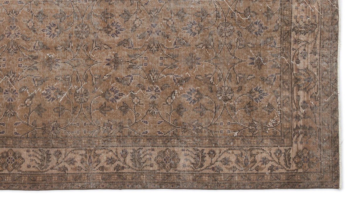 Brown Over Dyed Vintage Rug 5&#39;5&#39;&#39; x 9&#39;5&#39;&#39; ft 164 x 288 cm