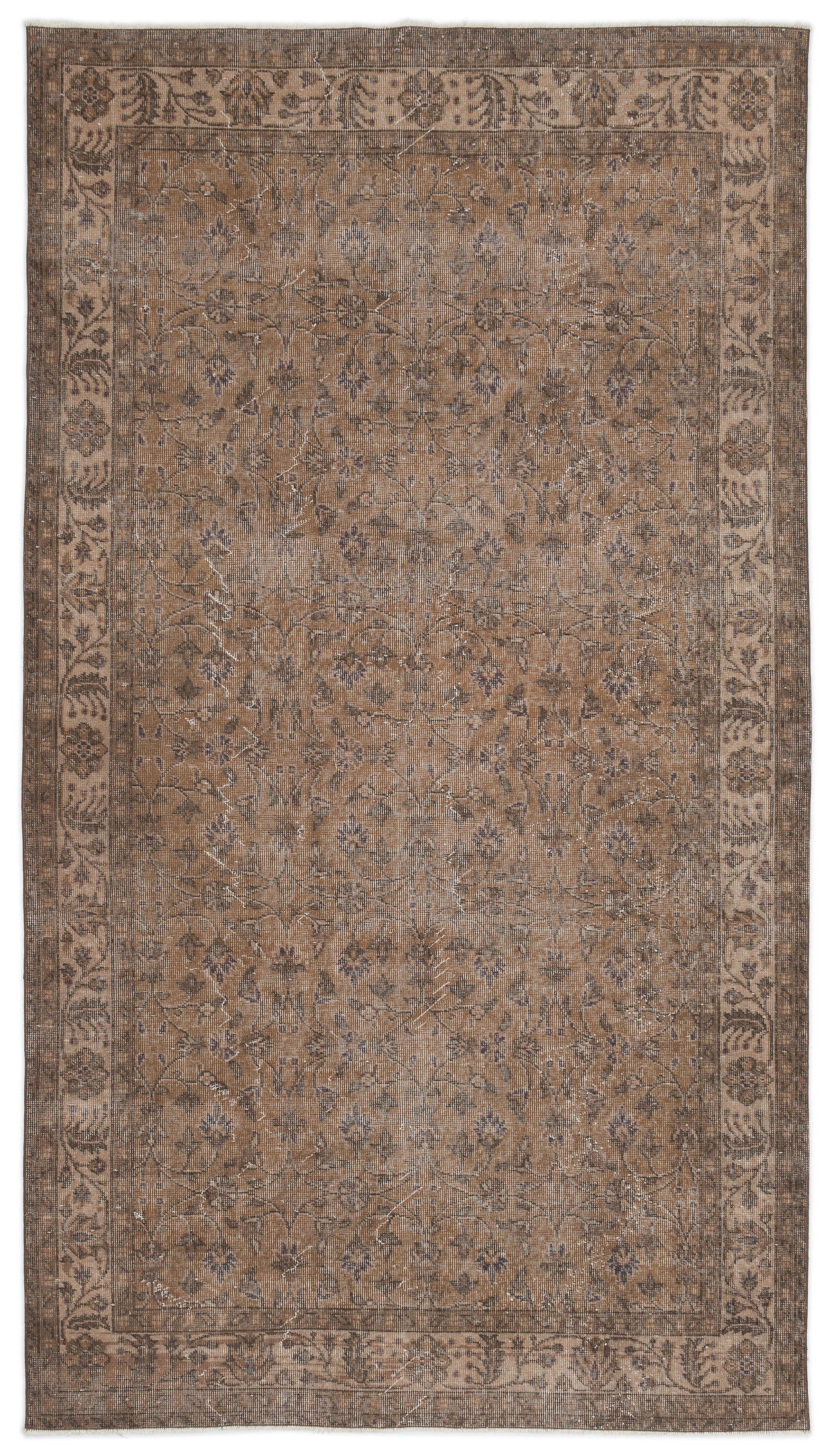 Brown Over Dyed Vintage Rug 5&#39;5&#39;&#39; x 9&#39;5&#39;&#39; ft 164 x 288 cm